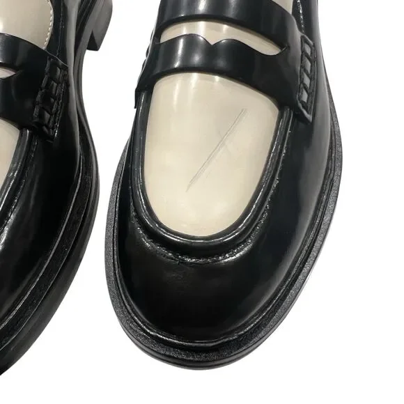 Madewell Black Ivory Leather Penny Chunky Loafers Vernon - Picture 3 of 12